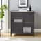 Walker Edison 30" Grey Wash Industrial Mesh Metal Door Accent Cabinet